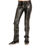 Crocodile Leather Pants with Zippers