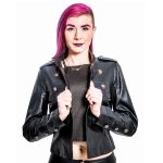 Military Style Leather Jacket Black