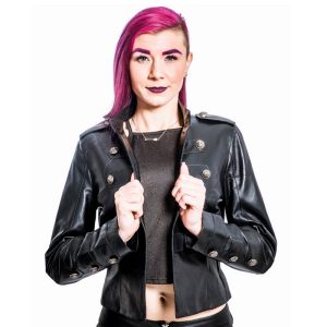 Military Style Leather Jacket Black