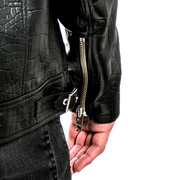 Biker Jacket Embossed Crocodile