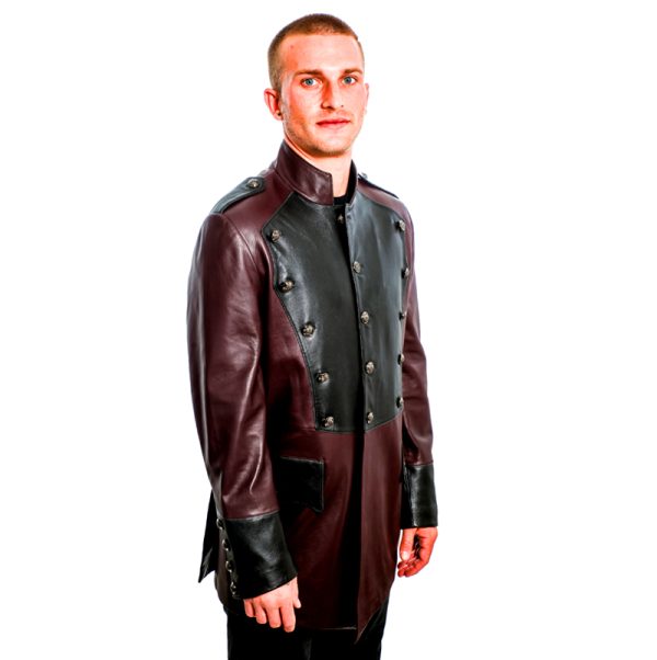 Military Leather Jacket Burgundy