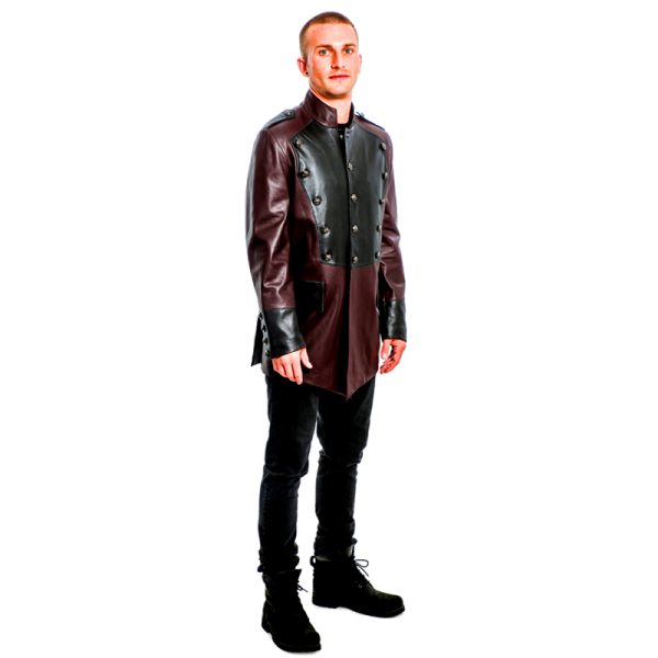 Military Leather Jacket Burgundy