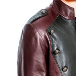 Military Leather Jacket Burgundy