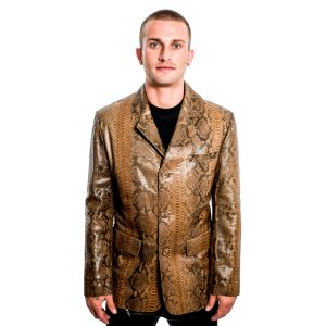 Suit Jacket in Genuine Python Brown