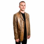Suit Jacket in Genuine Python Brown