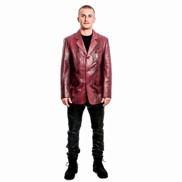 Suit Jacket in Genuine Python Burgundy