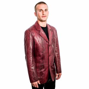 Suit Jacket in Genuine Python Burgundy