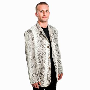 Suit Jacket in Genuine Python White/Grey