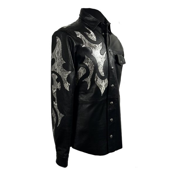 Sterling Leather Shirt Snake Black