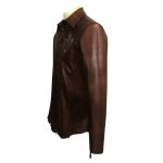 Edge Leather Shirt Brown with Snake
