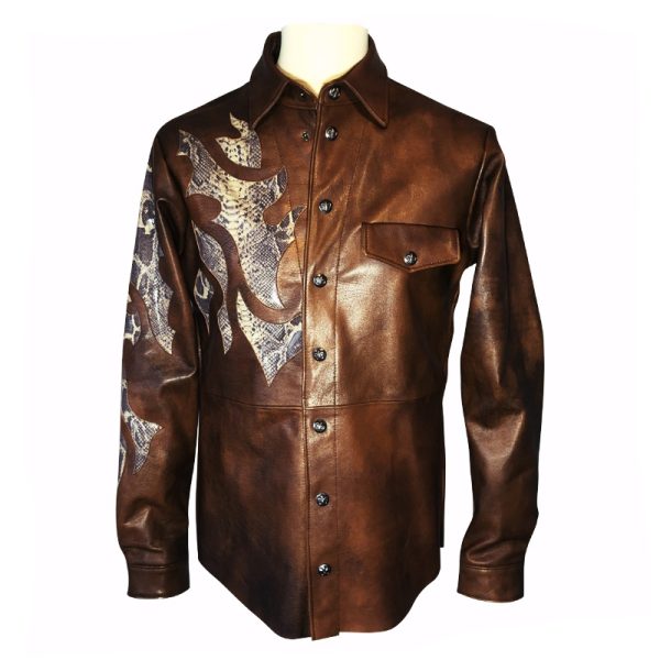 Sterling Leather Shirt Snake Brown