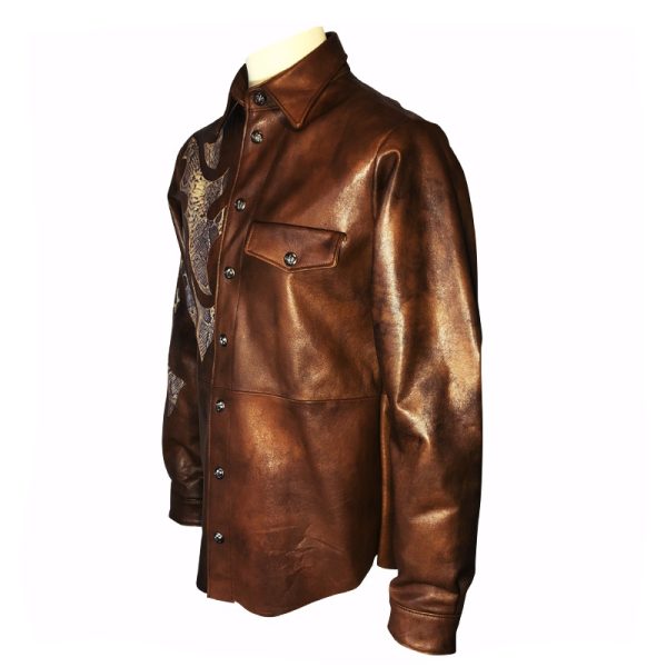 Sterling Leather Shirt Snake Brown