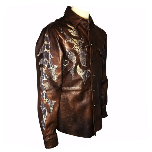 Sterling Leather Shirt Snake Brown