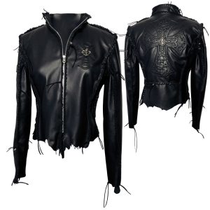Edge Leather Jacket Snake Cross Black