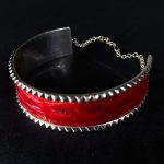 Blood Red Crocodile with Pyramids in Silver Full Jewelry Set