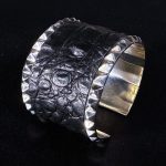 Black Crocodile with Pyramids in Silver Full Jewelry Set