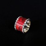 Blood Red Crocodile with Pyramids in Silver Full Jewelry Set