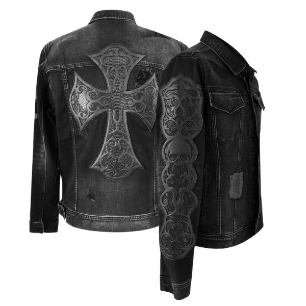 Ripped Denim Trucker Jacket w Trims