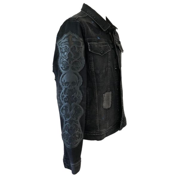 Ripped Denim Trucker Jacket w Trims
