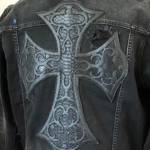 Ripped Denim Trucker Jacket w Trims
