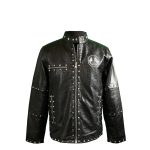 Crocodile Leather Jacket with Pyramid Studs