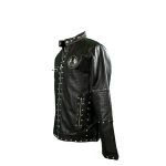 Crocodile Leather Jacket with Pyramid Studs