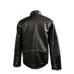 Crocodile Leather Jacket with Pyramid Studs
