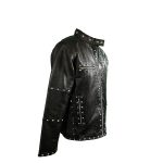 Crocodile Leather Jacket with Pyramid Studs