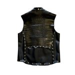 Crocodile Leather Vest with Pyramid Studs