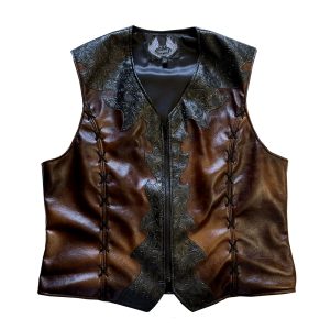 Leather Vest Floral Western Style