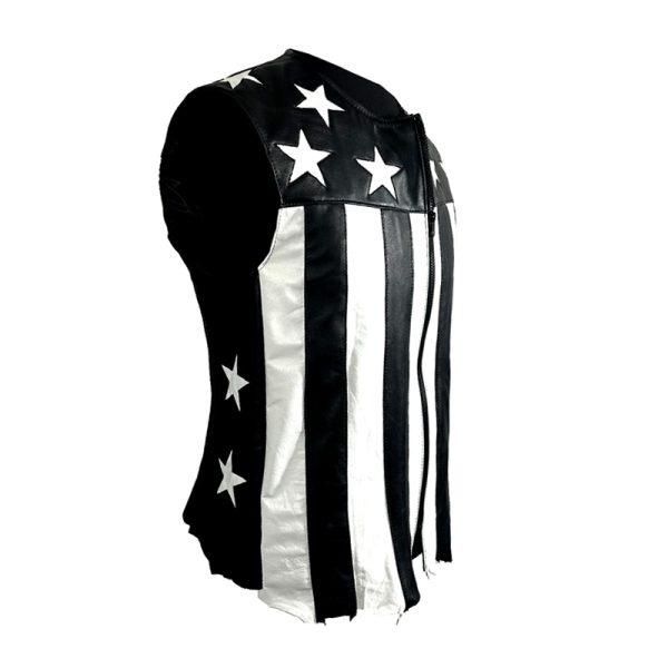 Black & White Stars & Stripes Leather Vest
