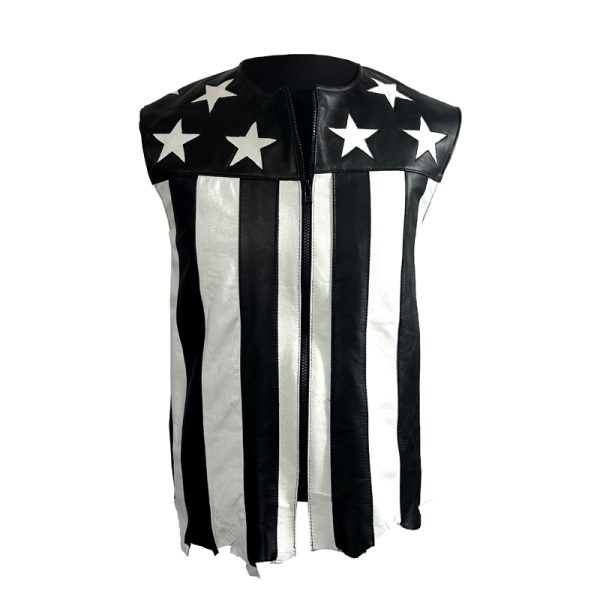 Black & White Stars & Stripes Leather Vest