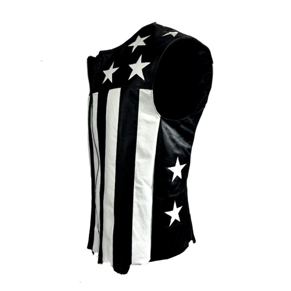 Black & White Stars & Stripes Leather Vest