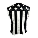 Black & White Stars & Stripes Leather Vest