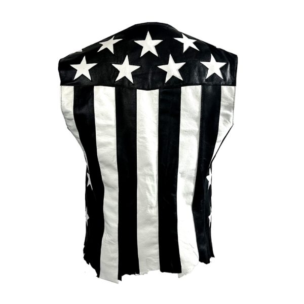 Black & White Stars & Stripes Leather Vest
