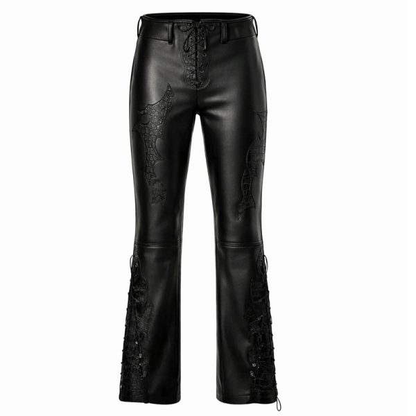 Leather Pants with Crocodile Trims