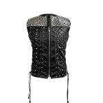 Pyramid Stud Leather Vest with Skull Lacings