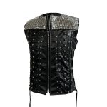 Pyramid Stud Leather Vest with Skull Lacings