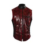 Snakeskin Red Leather Vest with Pyramid Studs