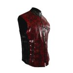 Snakeskin Red Leather Vest with Pyramid Studs