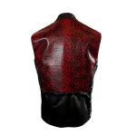 Snakeskin Red Leather Vest with Pyramid Studs
