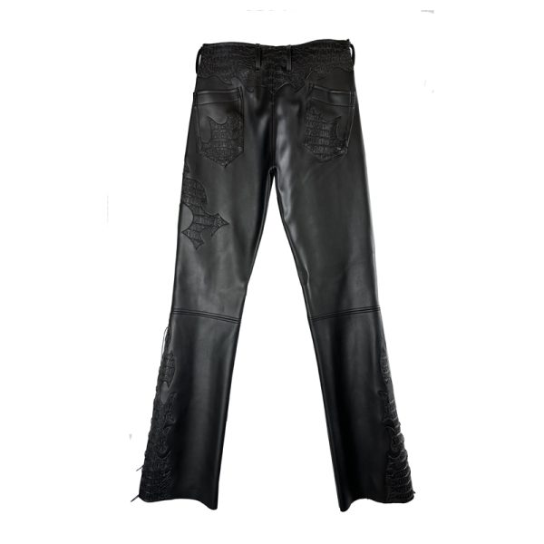 Leather Pants with Crocodile Trims