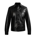 Snakeskin Trucker Jacket Black