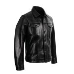 Snakeskin Trucker Jacket Black