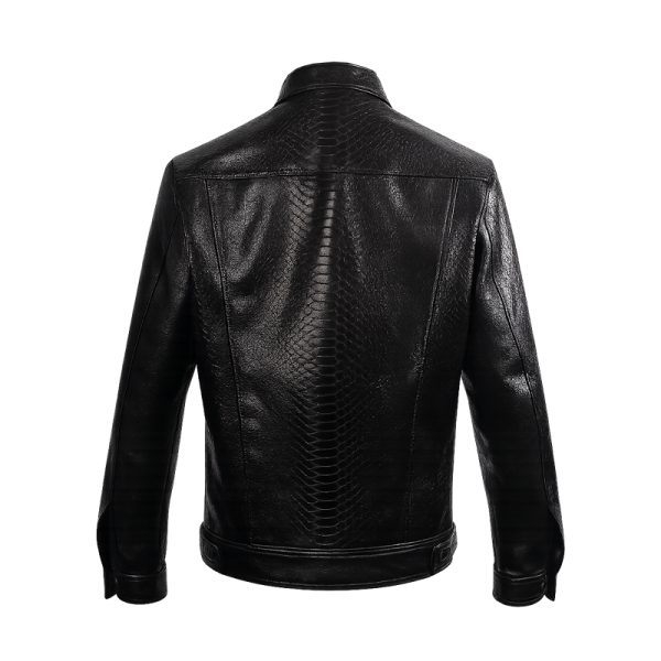 Snakeskin Trucker Jacket Black