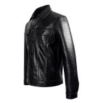 Snakeskin Trucker Jacket Black